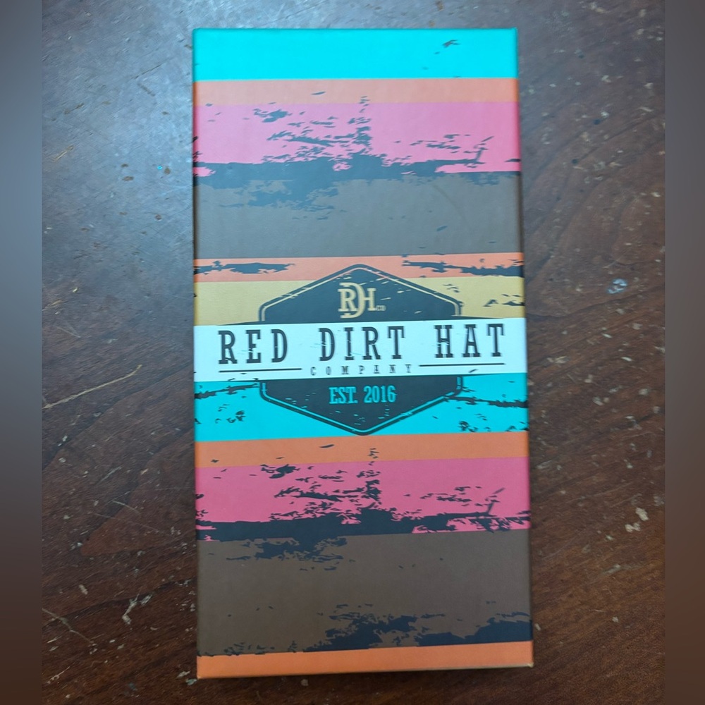 Red dirt hat company leather wallet checkbook cover Indian Aztec western rodeo